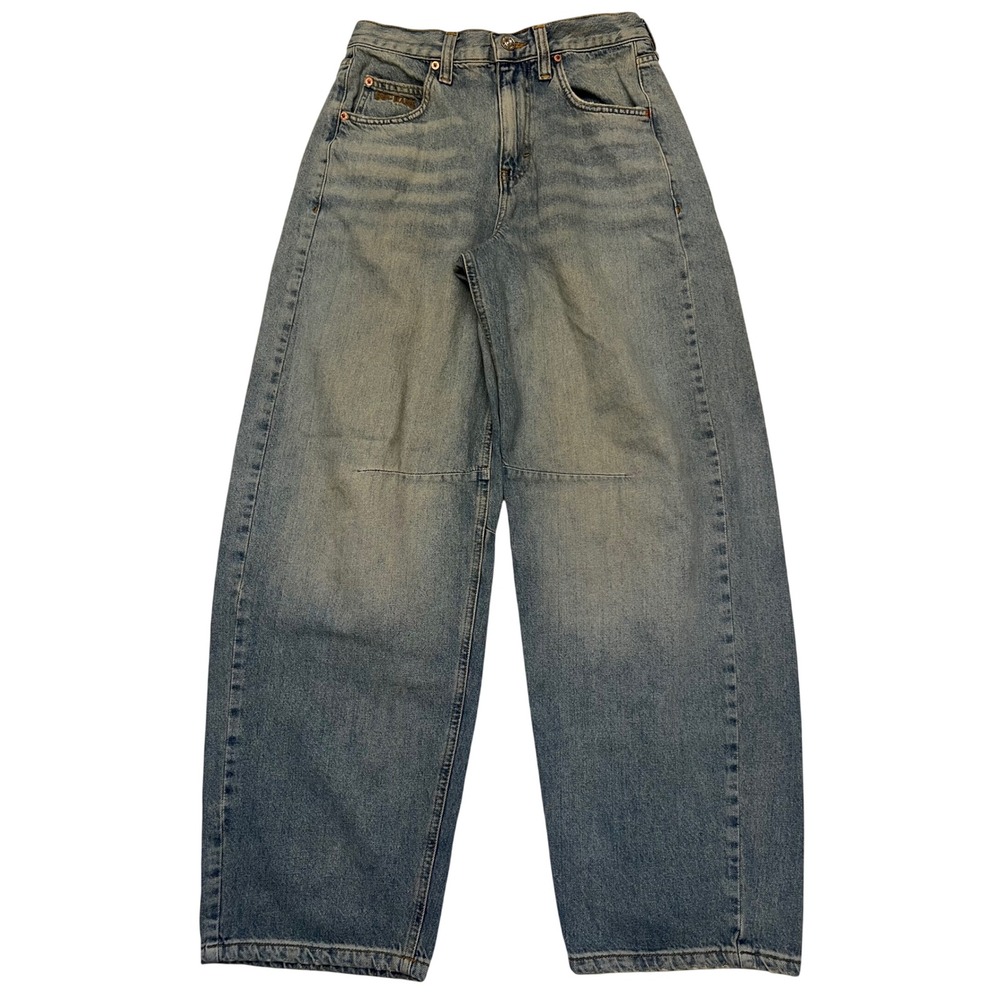 BDG Urban Outfitters Light Wash Cinch Back Wide Leg Baggy Barrel Leg Jeans 27W